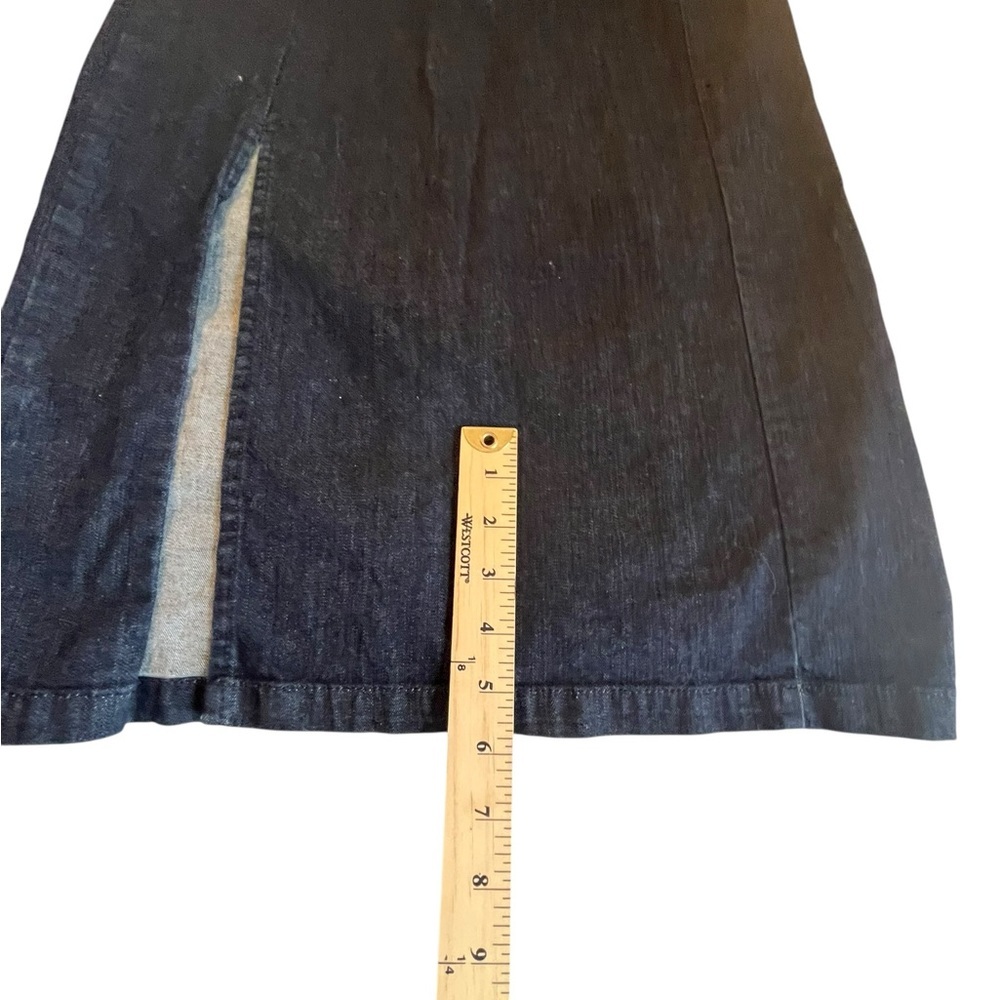 Zara Dark Navy Denim Midi Dress with Front Slit Cap Sleeve Jean Dress Size M - Picture 5 of 9